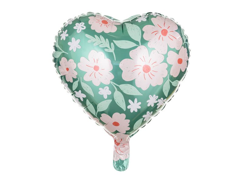 PartyDeco Folinis balionas „Širdis su gėlėmis“ 35cm - Uogų kopos