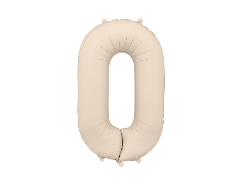 PartyDeco Folinis balionas „Skaičius 0“, 86 cm - Smėlinė - Uogų kopos