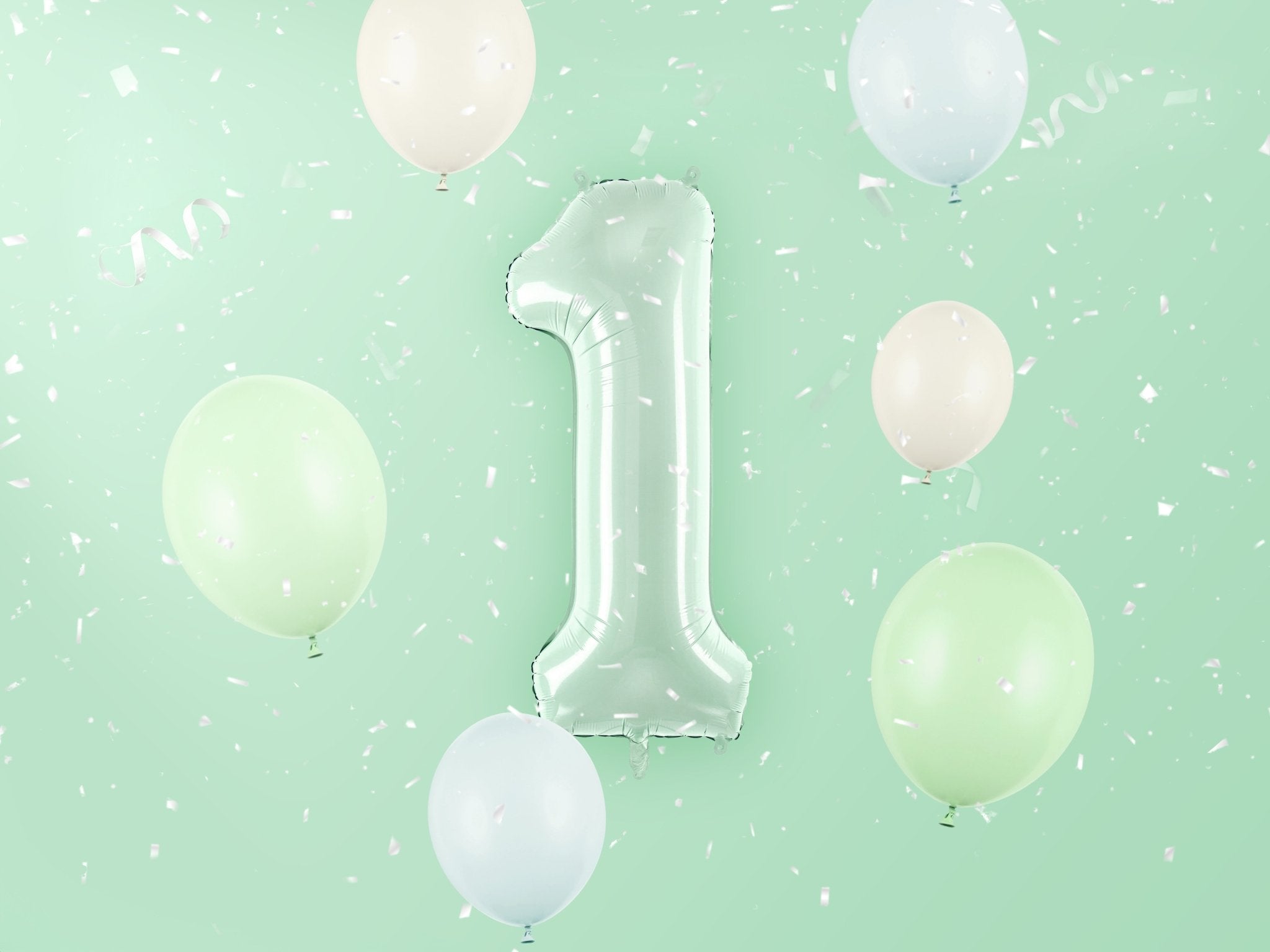 PartyDeco Folinis balionas skaičius „1" 72cm - Green - Uogų kopos