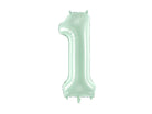 PartyDeco Folinis balionas skaičius „1" 72cm - Green - Uogų kopos