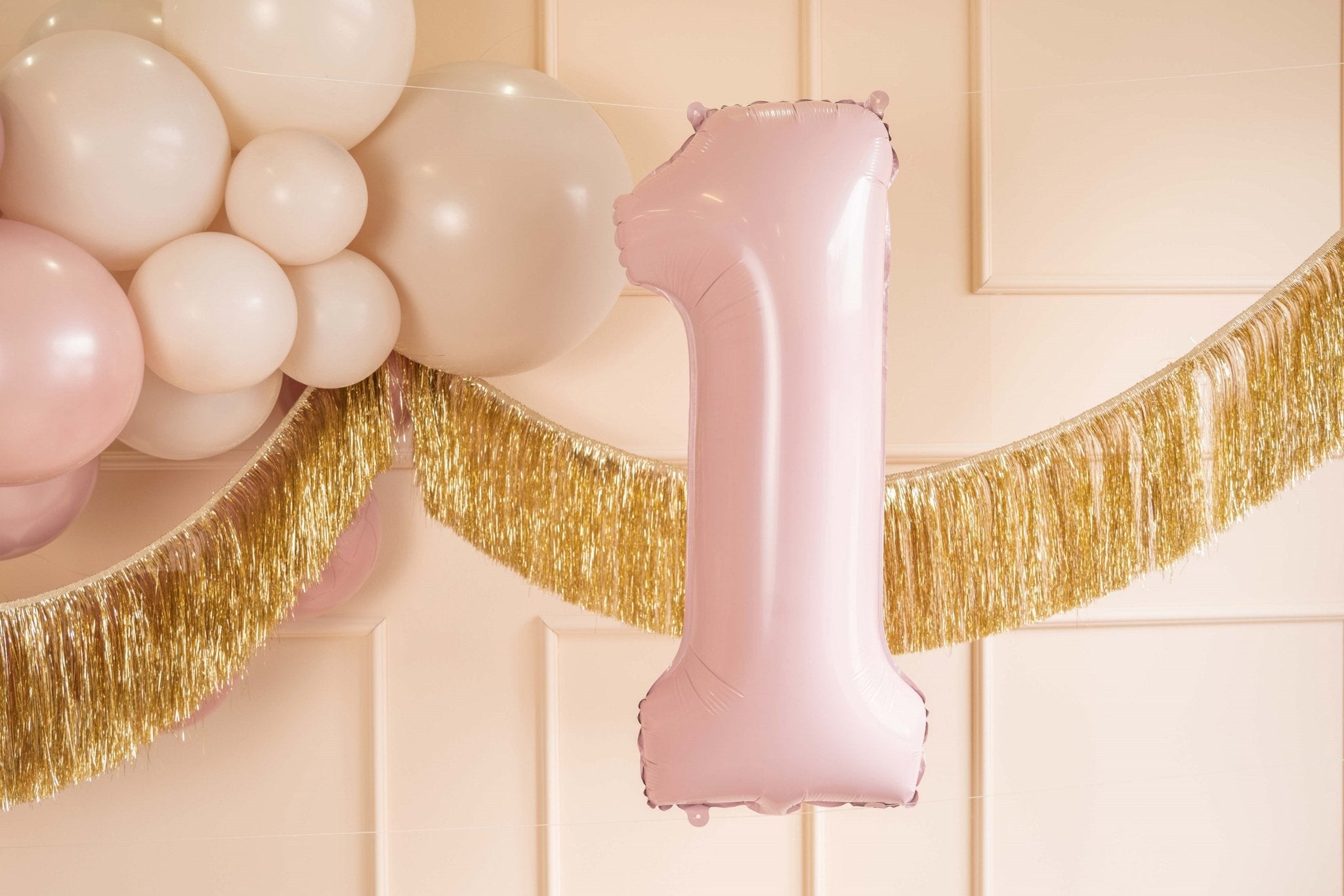 PartyDeco Folinis balionas skaičius „1" 72cm - Light Pink - Uogų kopos
