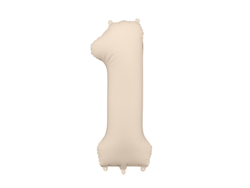 PartyDeco Folinis balionas „Skaičius 1“, 86 cm - Smėlinė - Uogų kopos