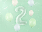 PartyDeco Folinis balionas skaičius „2" 72cm - Green - Uogų kopos