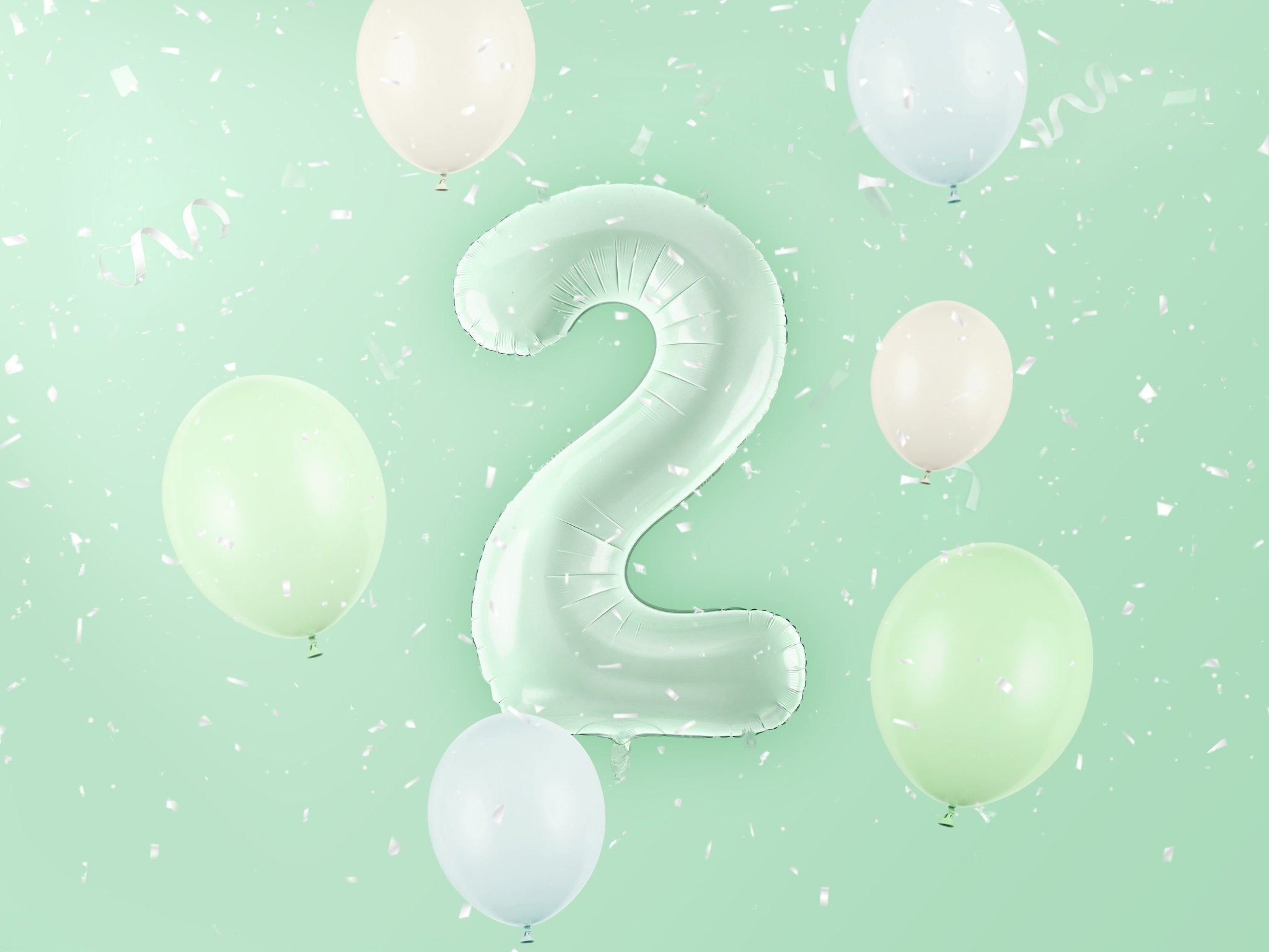 PartyDeco Folinis balionas skaičius „2" 72cm - Green - Uogų kopos