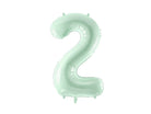 PartyDeco Folinis balionas skaičius „2" 72cm - Green - Uogų kopos