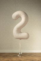 PartyDeco Folinis balionas „Skaičius 2“, 86 cm - Smėlinė - Uogų kopos