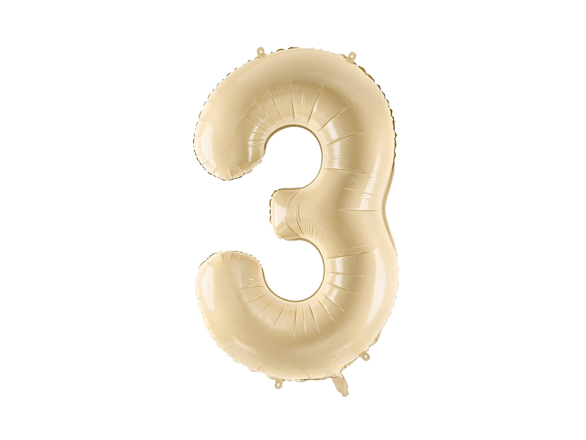PartyDeco Folinis balionas skaičius „3" 72cm - Beige - Uogų kopos