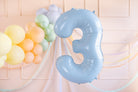 PartyDeco Folinis balionas skaičius „3" 72cm - Light Blue - Uogų kopos