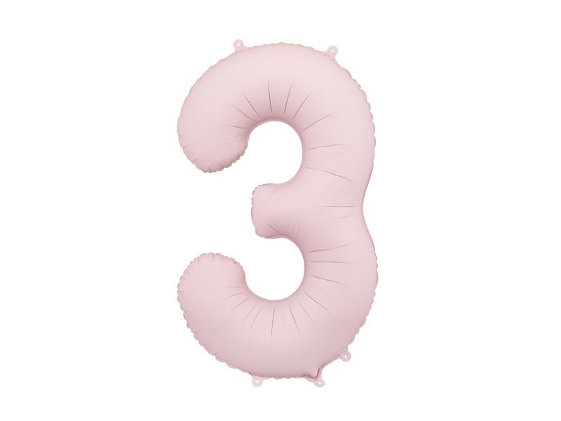 PartyDeco Folinis balionas „Skaičius 3“, 86 cm - Rožinis - Uogų kopos