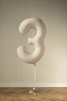 PartyDeco Folinis balionas „Skaičius 3“, 86 cm - Smėlinė - Uogų kopos