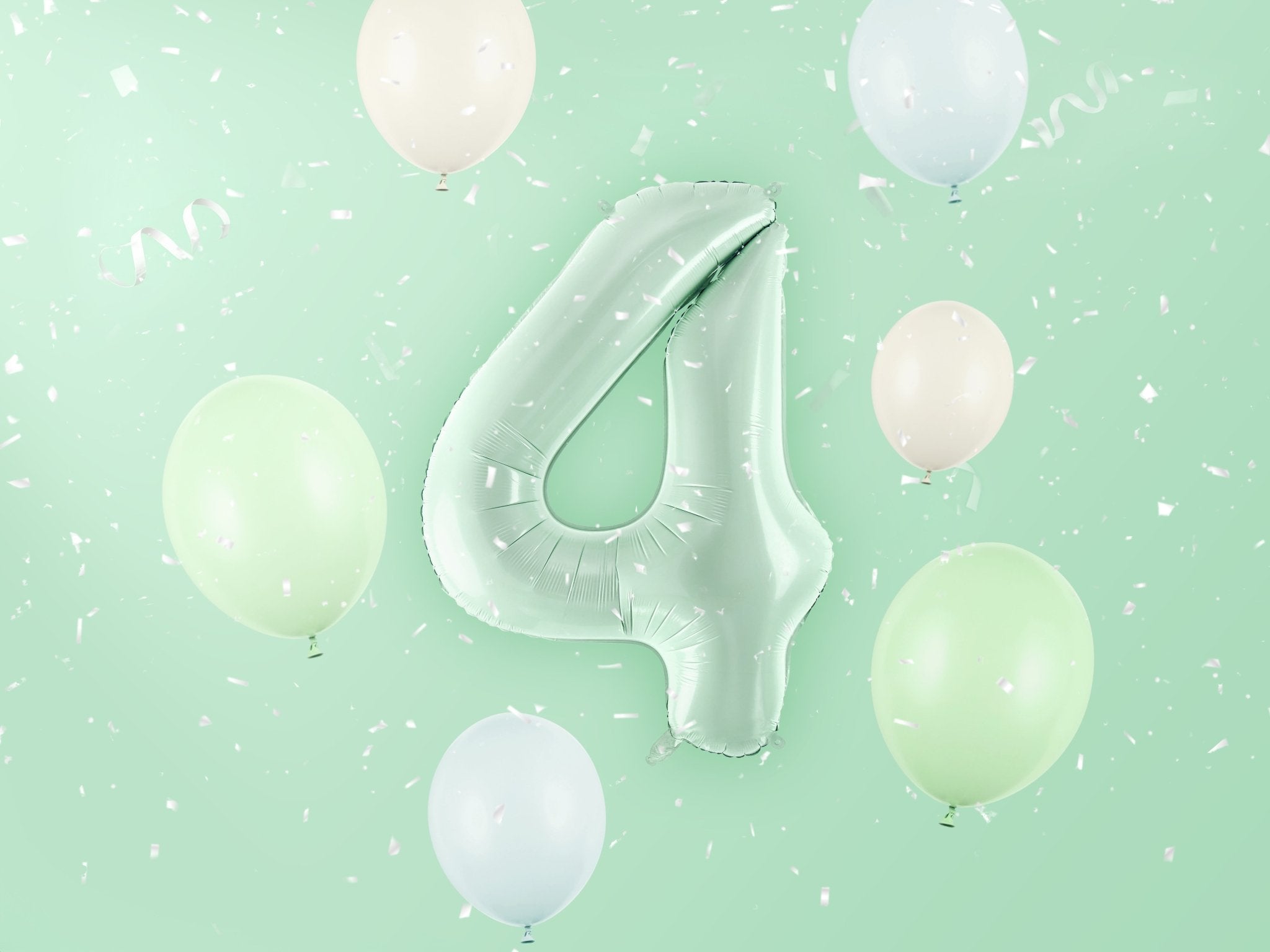 PartyDeco Folinis balionas skaičius „4" 72cm - Green - Uogų kopos