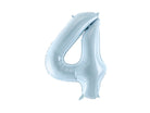 PartyDeco Folinis balionas skaičius „4" 72cm - Light Blue - Uogų kopos
