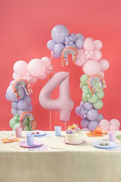 PartyDeco Folinis balionas „Skaičius 4“, 86 cm - Rožinis - Uogų kopos