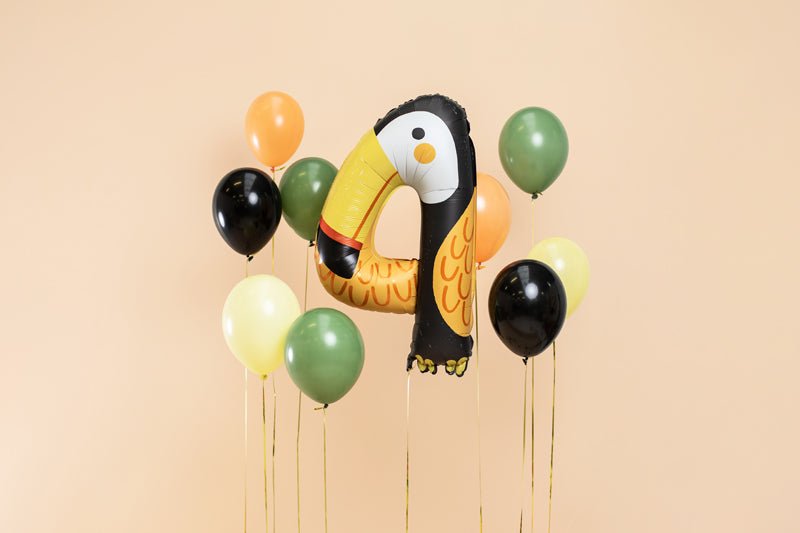 PartyDeco Folinis balionas „Skaičius 4" Tukanas, 68 x 91 cm - Uogų kopos