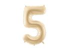 PartyDeco Folinis balionas skaičius „5" 72cm - Beige - Uogų kopos