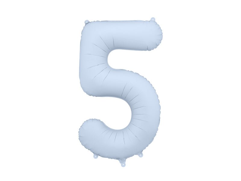 PartyDeco Folinis balionas „Skaičius 5“, 86 cm - Mėlynas - Uogų kopos