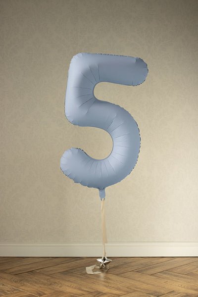 PartyDeco Folinis balionas „Skaičius 5“, 86 cm - Mėlynas - Uogų kopos