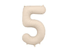 PartyDeco Folinis balionas „Skaičius 5“, 86 cm - Smėlinė - Uogų kopos