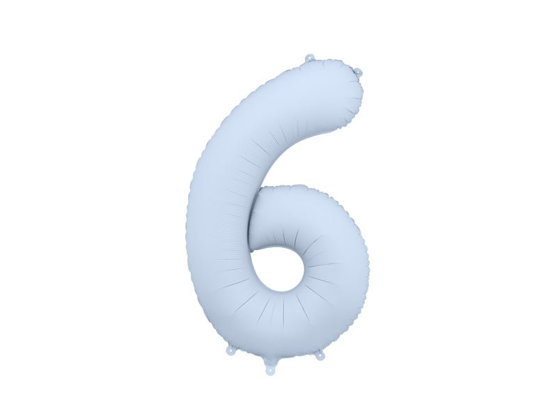 PartyDeco Folinis balionas „Skaičius 6“, 86 cm - Mėlynas - Uogų kopos