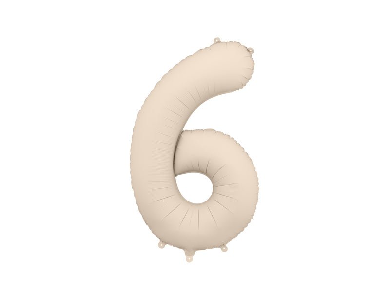 PartyDeco Folinis balionas „Skaičius 6“, 86 cm - Smėlinė - Uogų kopos