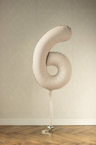 PartyDeco Folinis balionas „Skaičius 6“, 86 cm - Smėlinė - Uogų kopos