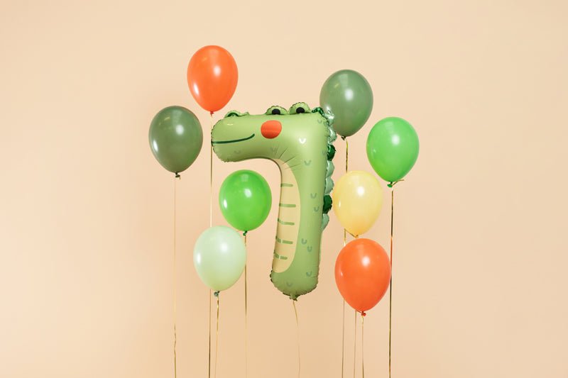 PartyDeco Folinis balionas „Skaičius 7" Krokodilas, 56 x 85 cm - Uogų kopos