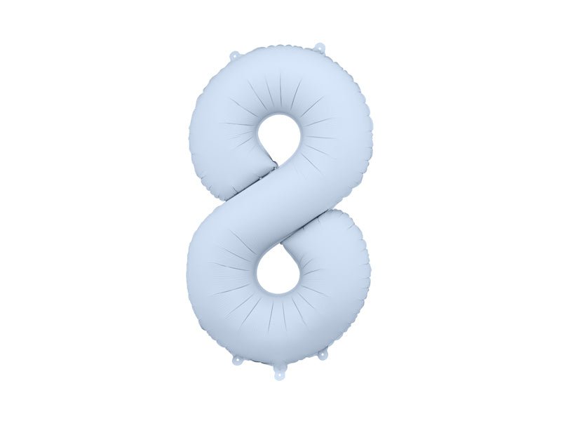 PartyDeco Folinis balionas „Skaičius 8“, 86 cm - Mėlynas - Uogų kopos