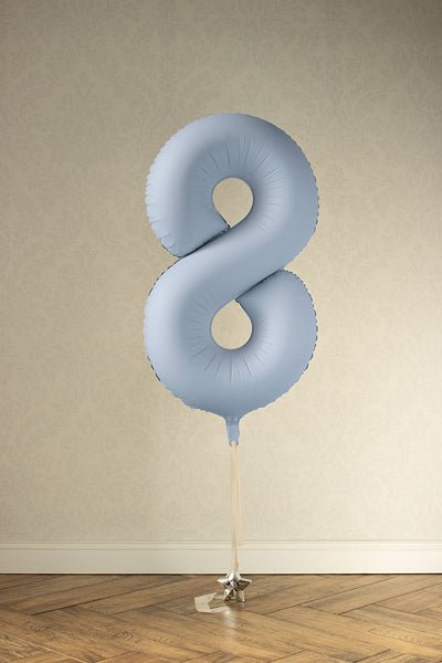 PartyDeco Folinis balionas „Skaičius 8“, 86 cm - Mėlynas - Uogų kopos