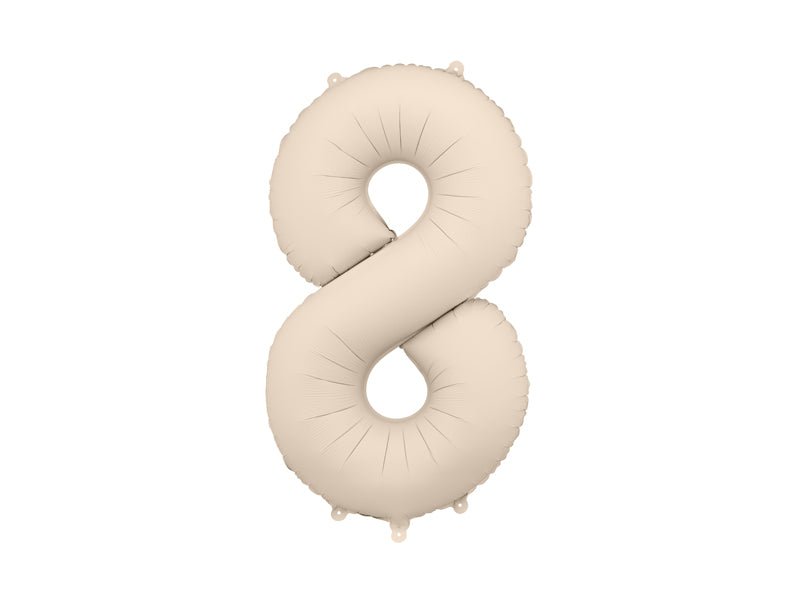 PartyDeco Folinis balionas „Skaičius 8“, 86 cm - Smėlinė - Uogų kopos