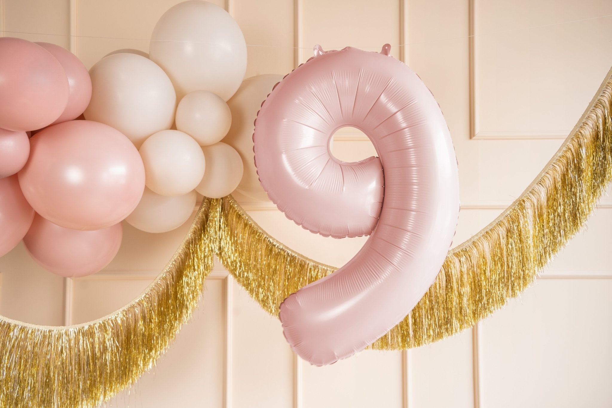 PartyDeco Folinis balionas skaičius „9" 72cm - Light Pink - Uogų kopos