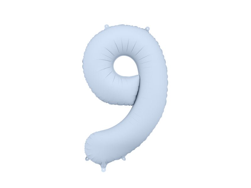 PartyDeco Folinis balionas „Skaičius 9“, 86 cm - Mėlynas - Uogų kopos