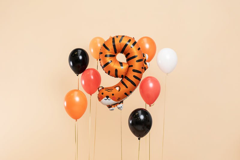 PartyDeco Folinis balionas „Skaičius 9" – Tigras, 64 x 87 cm - Uogų kopos