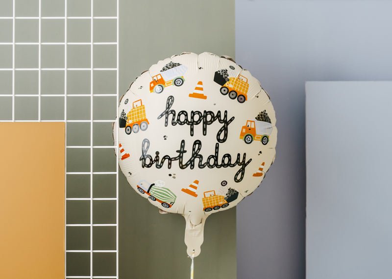 PartyDeco Folinis balionas „Statybinė technika“, 45 cm - Uogų kopos