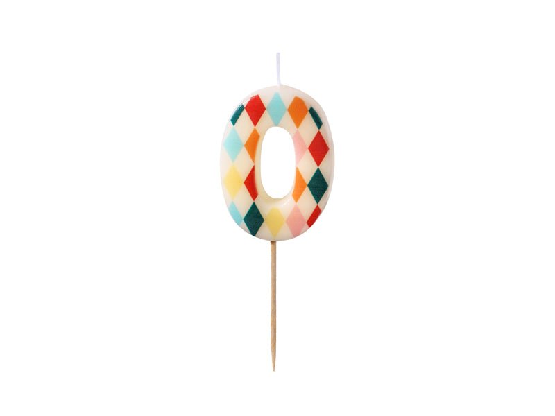 PartyDeco Gimtadienio žvakutė skaičius 0 - Spalvotas, 5.5 cm - Uogų kopos