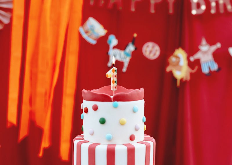PartyDeco Gimtadienio žvakutė skaičius 1 - Spalvotas, 5.5 cm - Uogų kopos