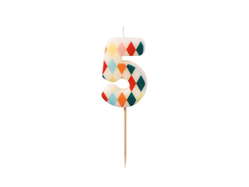 PartyDeco Gimtadienio žvakutė skaičius 5 - Spalvotas, 5.5 cm - Uogų kopos