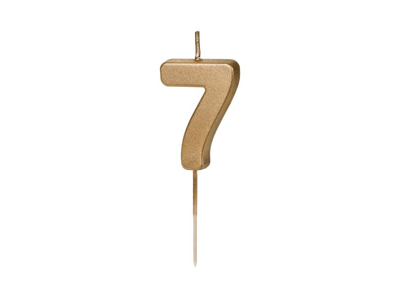 Uogų kopos Gimtadienio žvakutė skaičius 7 - Aukso spalvos, 4.5 cm - Uogų kopos