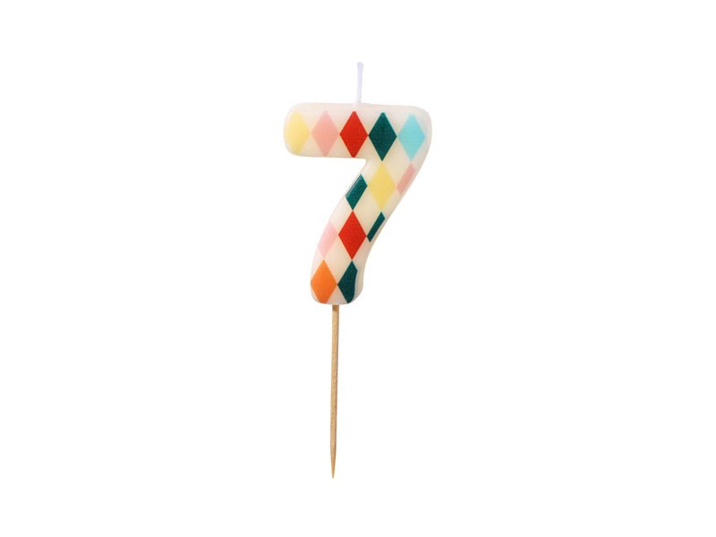 PartyDeco Gimtadienio žvakutė skaičius 7 - Spalvotas, 5.5 cm - Uogų kopos