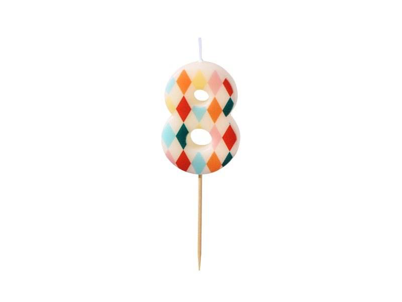 PartyDeco Gimtadienio žvakutė skaičius 8 - Spalvotas, 5.5 cm - Uogų kopos