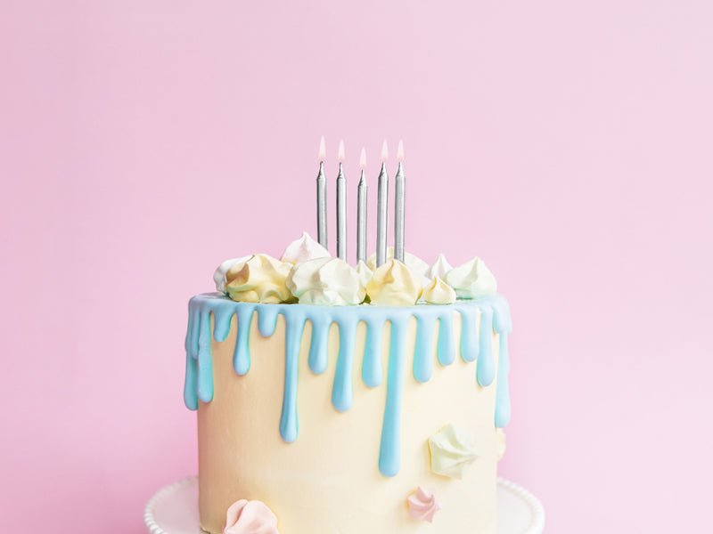 PartyDeco Gimtadienio žvakutės - Sidabrinė 6 cm - Uogų kopos