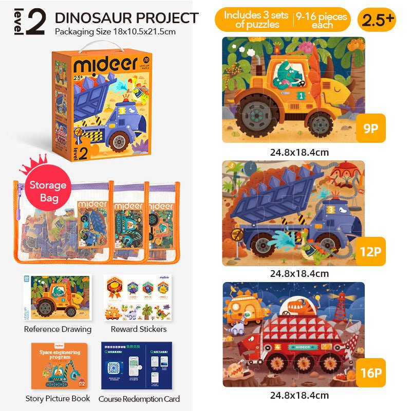 Mideer Level Up dėlionių rinkinys - 2 lygis - Transporto priemonės - Uogų kopos