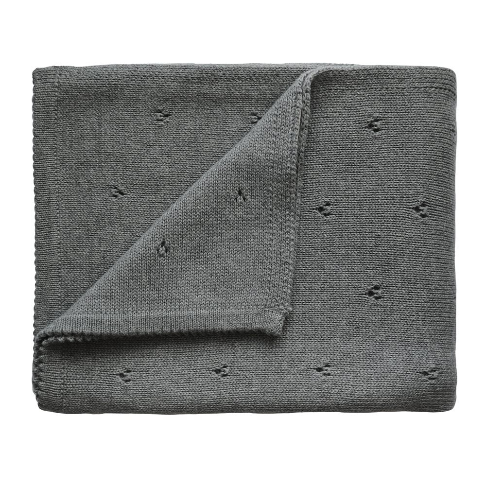 Mushie Minkštas megztas kūdikio apklotas 80x80cm - Pilka - Uogų kopos