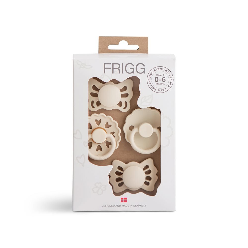 FRIGG Pirmieji kūdikio čiulptukai 4vnt. - Floral heart - Sage - Uogų kopos