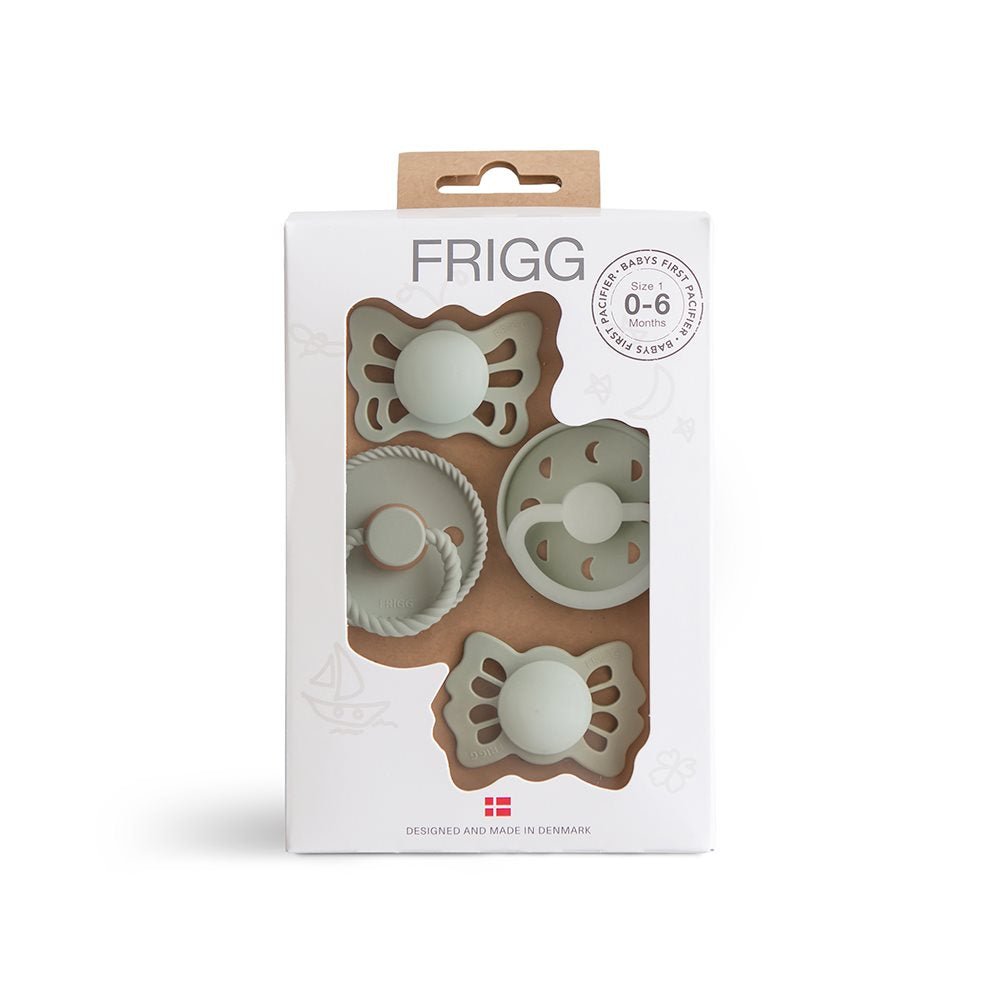 FRIGG Pirmieji kūdikio čiulptukai 4vnt. - Moonlight Sailing - Sage - Uogų kopos