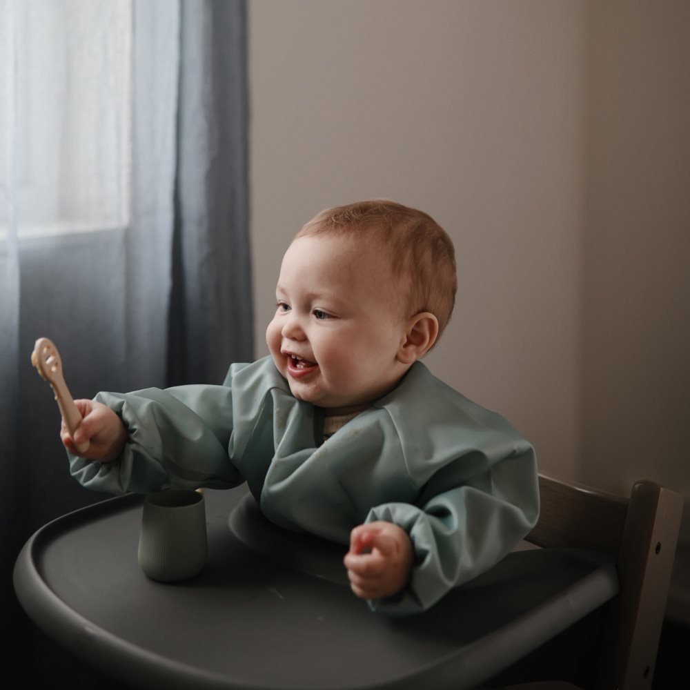 Mushie Pirmieji silikoniniai maitinimo šaukšteliai kūdikiams 2vnt. - Rudas/Smėlinis - Uogų kopos