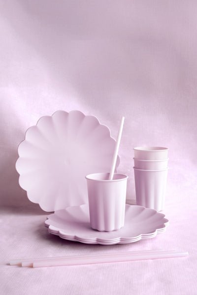 PartyDeco Plastikiniai šiaudeliai, alyvinė, 23 cm, 12 vnt. - Uogų kopos