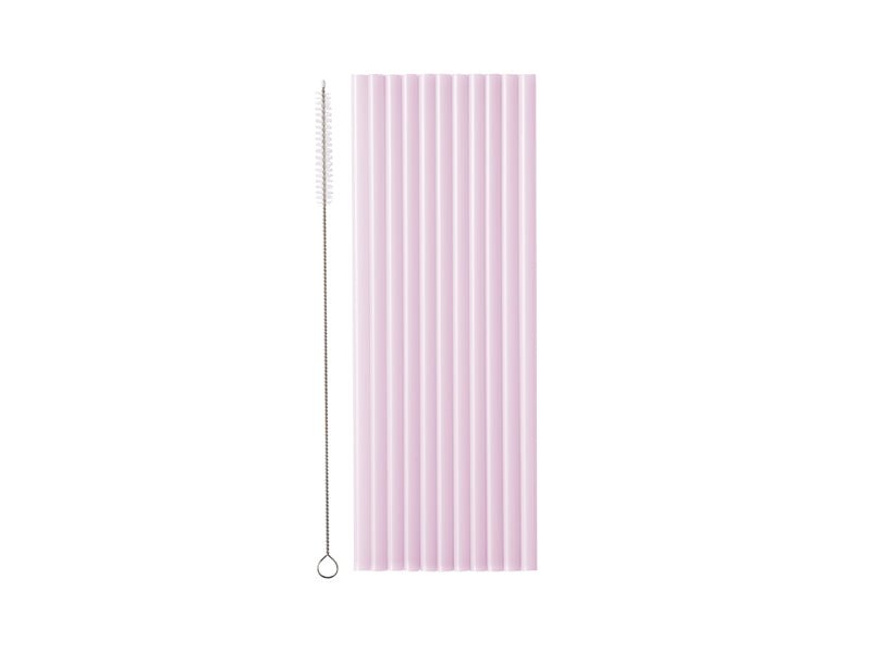 PartyDeco Plastikiniai šiaudeliai, alyvinė, 23 cm, 12 vnt. - Uogų kopos