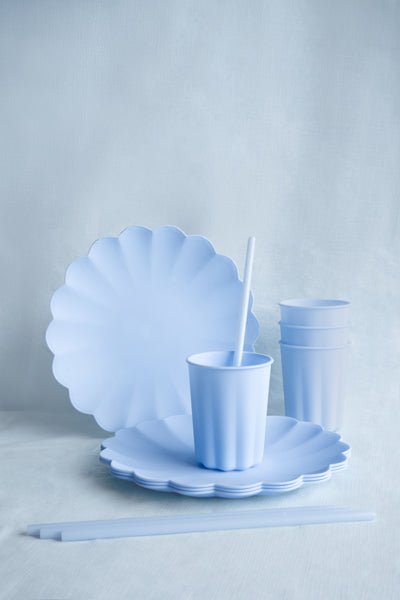 PartyDeco Plastikiniai šiaudeliai, šviesiai mėlyni, 23 cm, 12 vnt. - Uogų kopos
