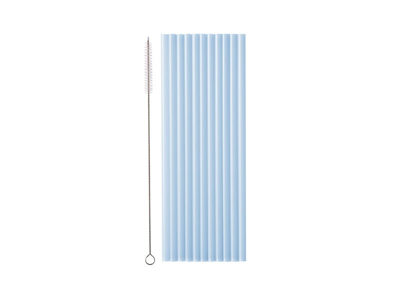 PartyDeco Plastikiniai šiaudeliai, šviesiai mėlyni, 23 cm, 12 vnt. - Uogų kopos