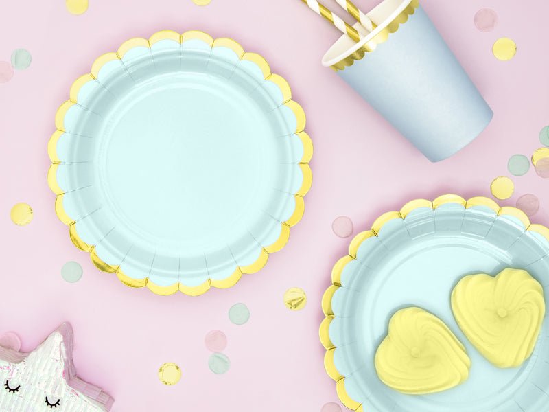 PartyDeco Popierinės lėkštutės 18 cm - Mėtinė - Uogų kopos